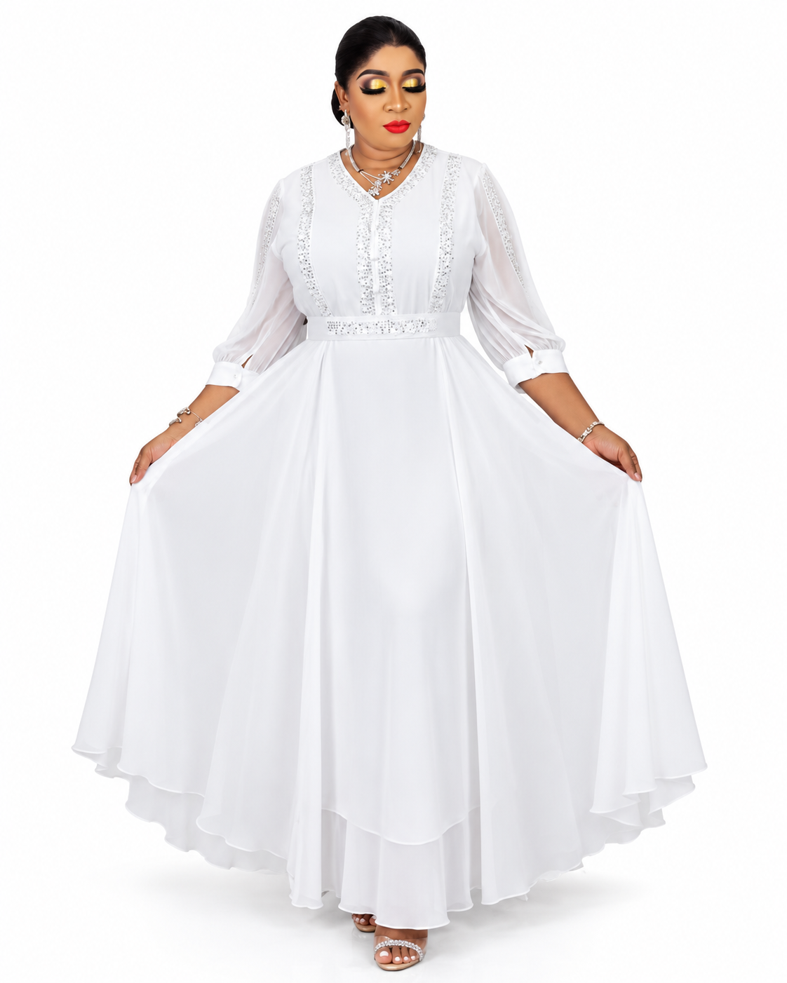 White Embellished Maxi Dress